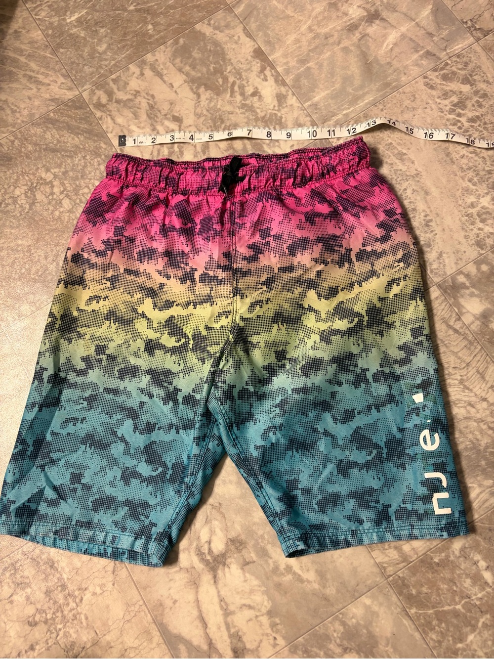 Hurley Boys Gradient Camo Swim Trunks - Pink/Yellow/Blue/Teal
